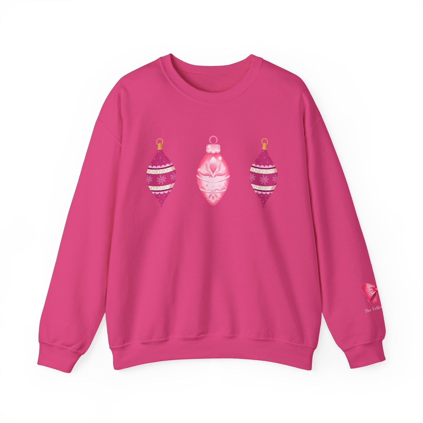 Cozy Christmas Sweatshirt with Pink Ornaments