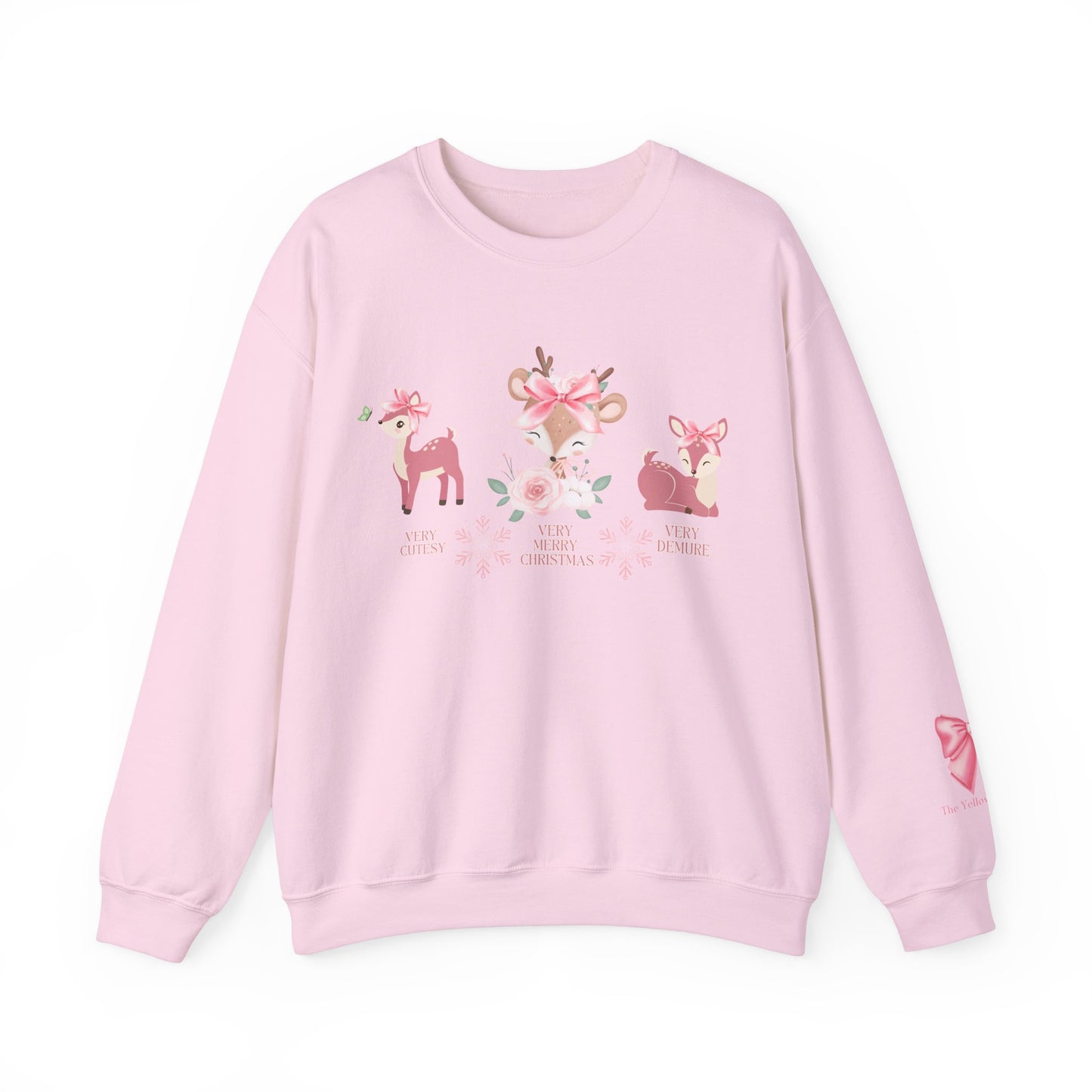 Cozy Very Cutesy Very Demure  Pink Reindeer Christmas Sweatshirt