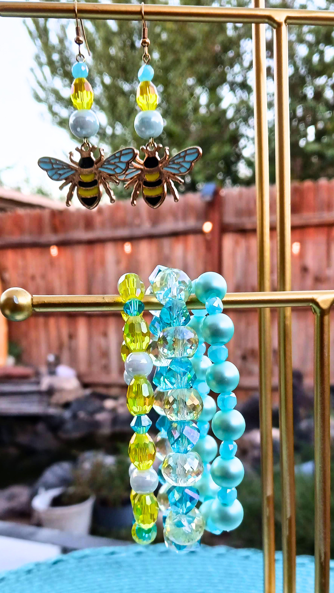 Garden Blue and Yellow Bracelet Stack