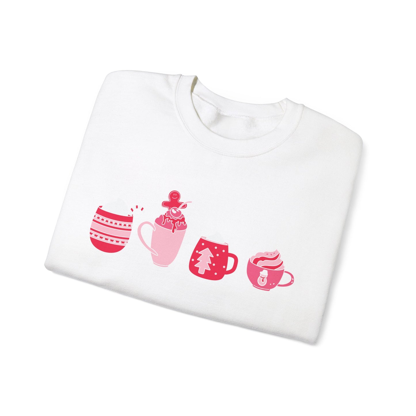 Christmas Pink Coffee Cups Sweatshirt