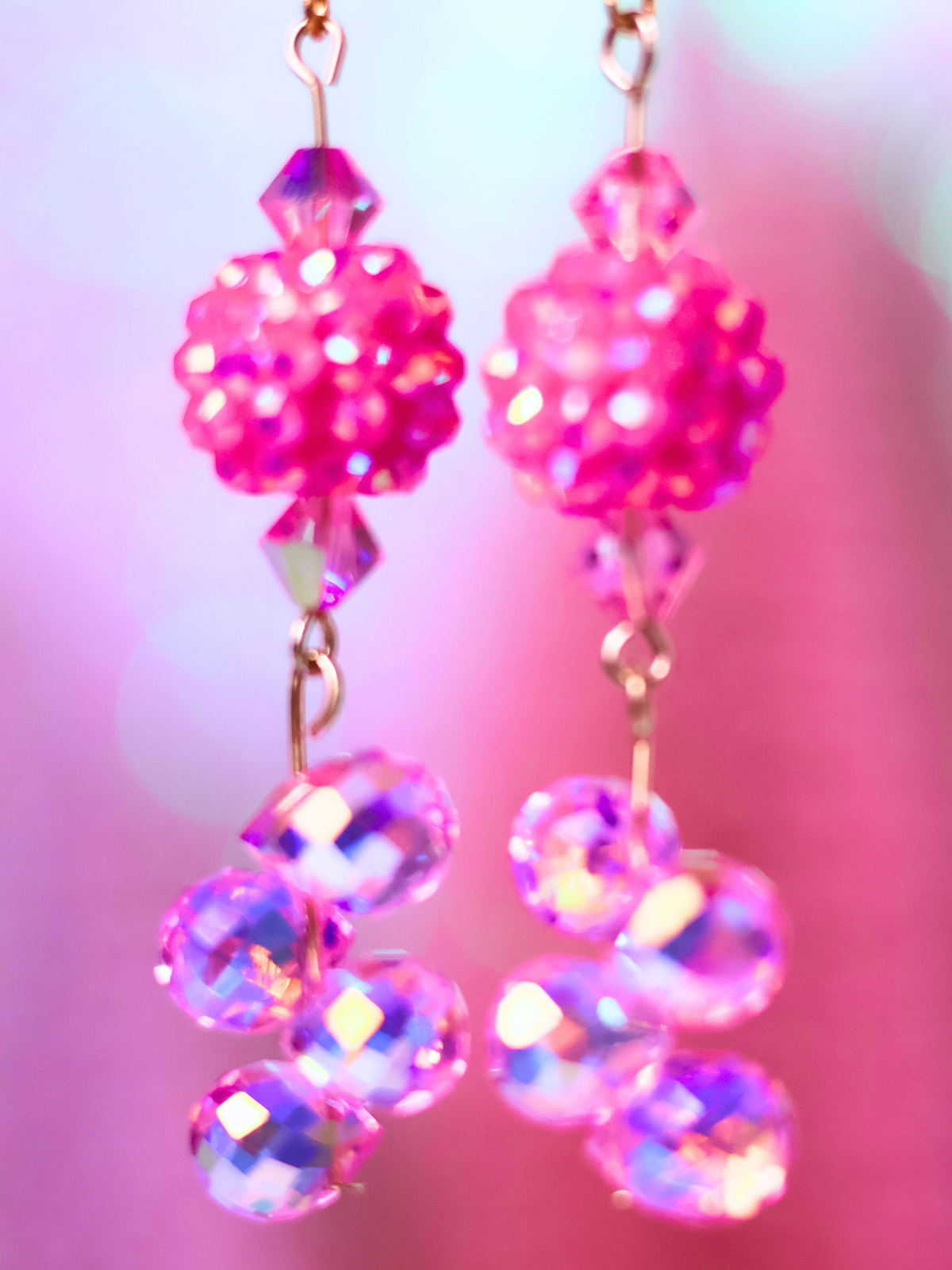 Pink Christmas Collection: Bold Crystal Cluster Earrings – Fun and Festive Jewelry for the Holidays