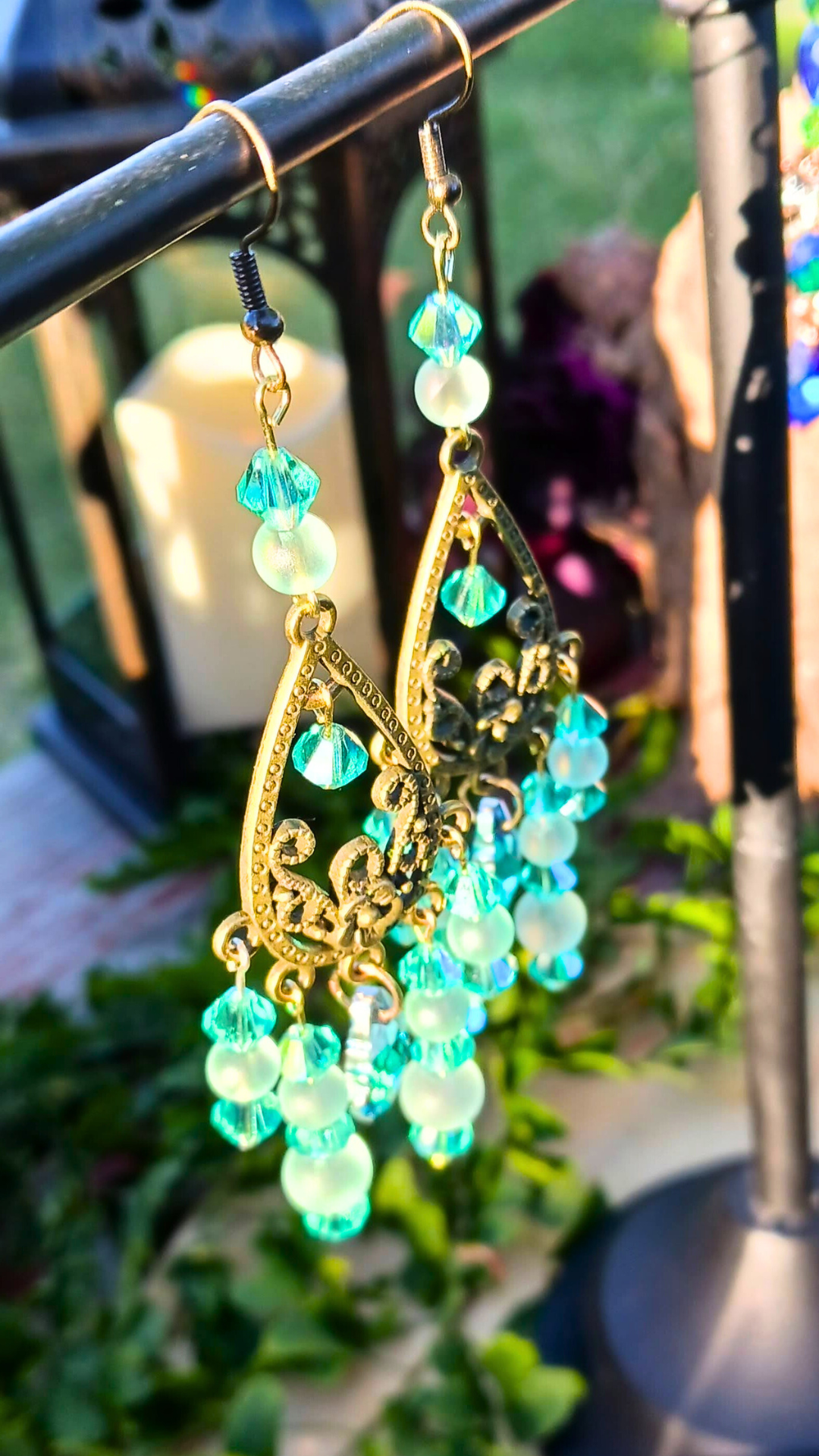 Light Green Chandelier Earrings