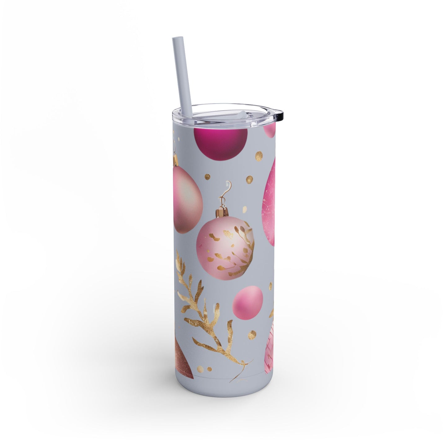 Cute Christmas Ornament Skinny Tumbler – 20oz Matte Skinny Tumbler  Dusty Rose, Dusty Blue, Sea Glass