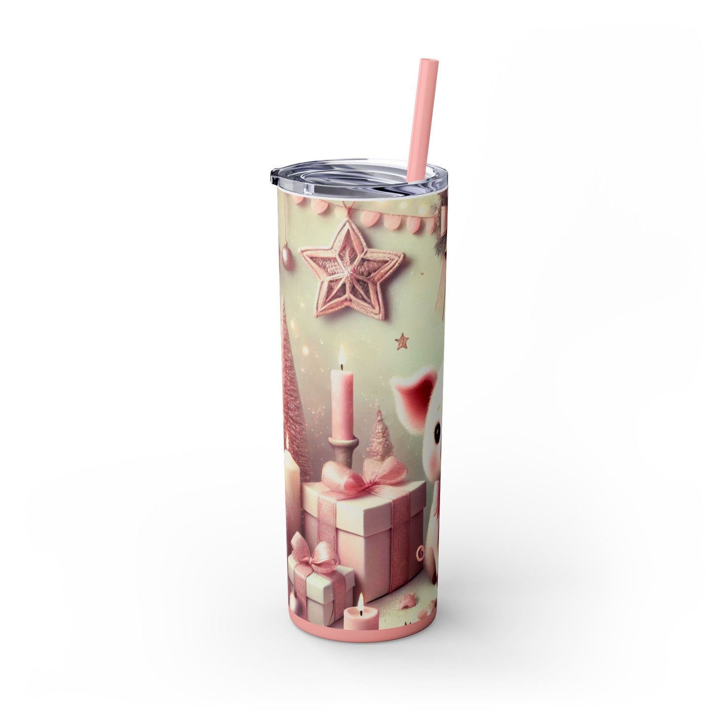 Pink Christmas Piglet – 20oz Glossy Skinny Tumbler