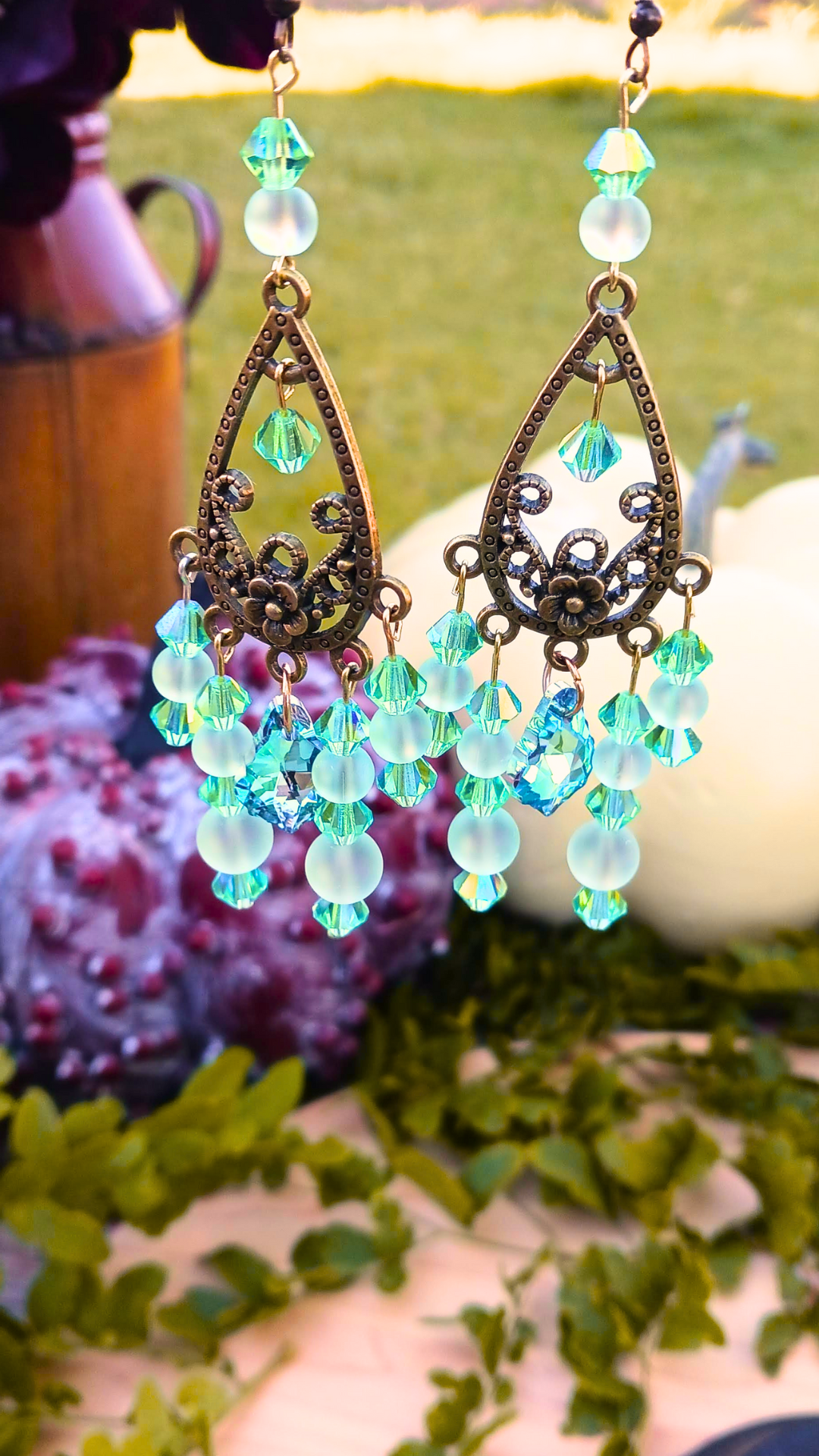 Light Green Chandelier Earrings