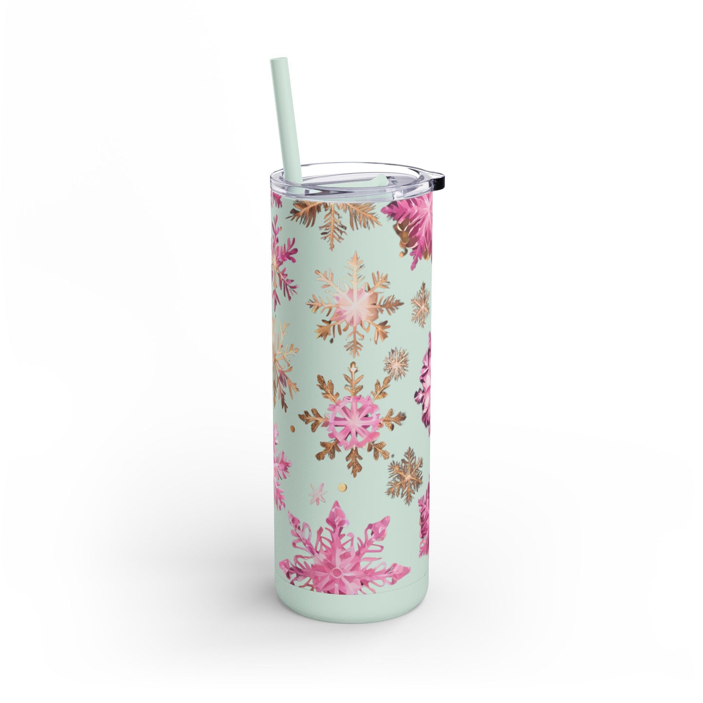 Frosty Snowflake Skinny Tumbler – 20oz Matte Skinny Tumbler  Dusty Rose, Dusty Blue, Sea Glass