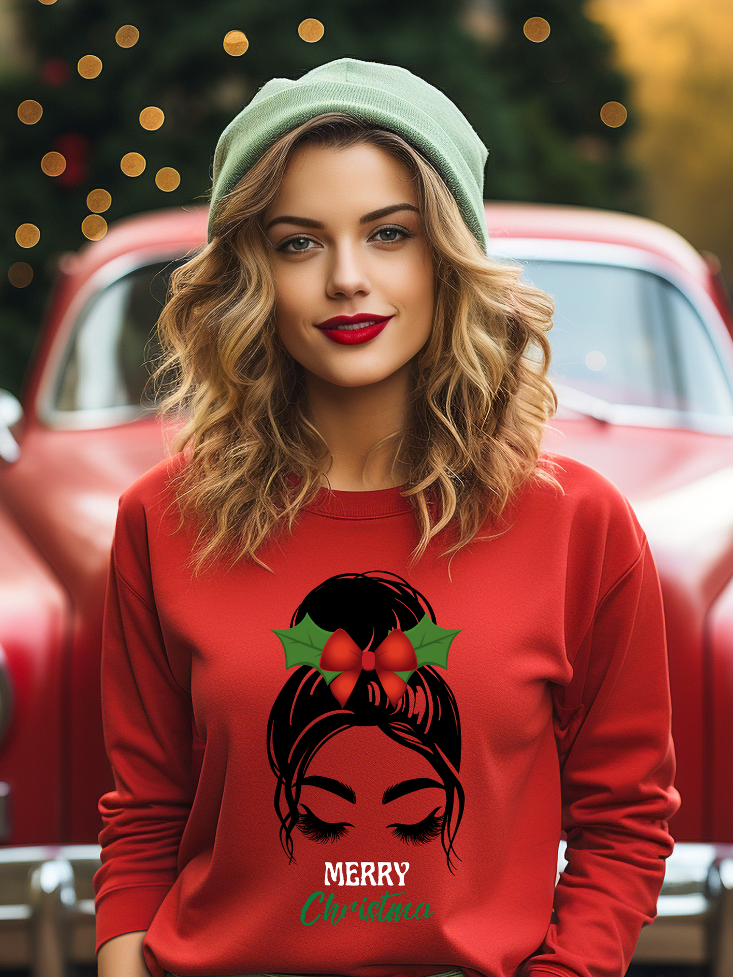 Holly Mama Bun Christmas Sweatshirt