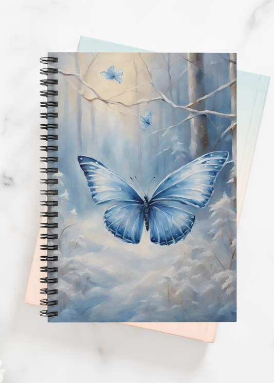 Blue Winter Butterfly Notebook - Rule Lined