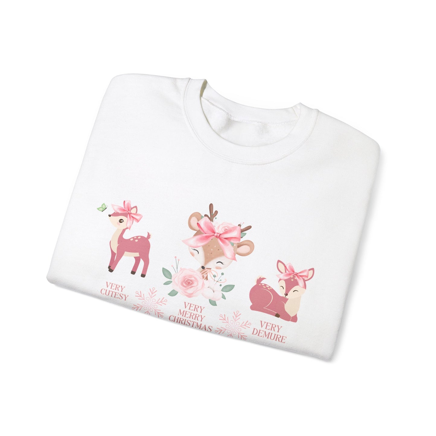 Cozy Very Cutesy Very Demure  Pink Reindeer Christmas Sweatshirt