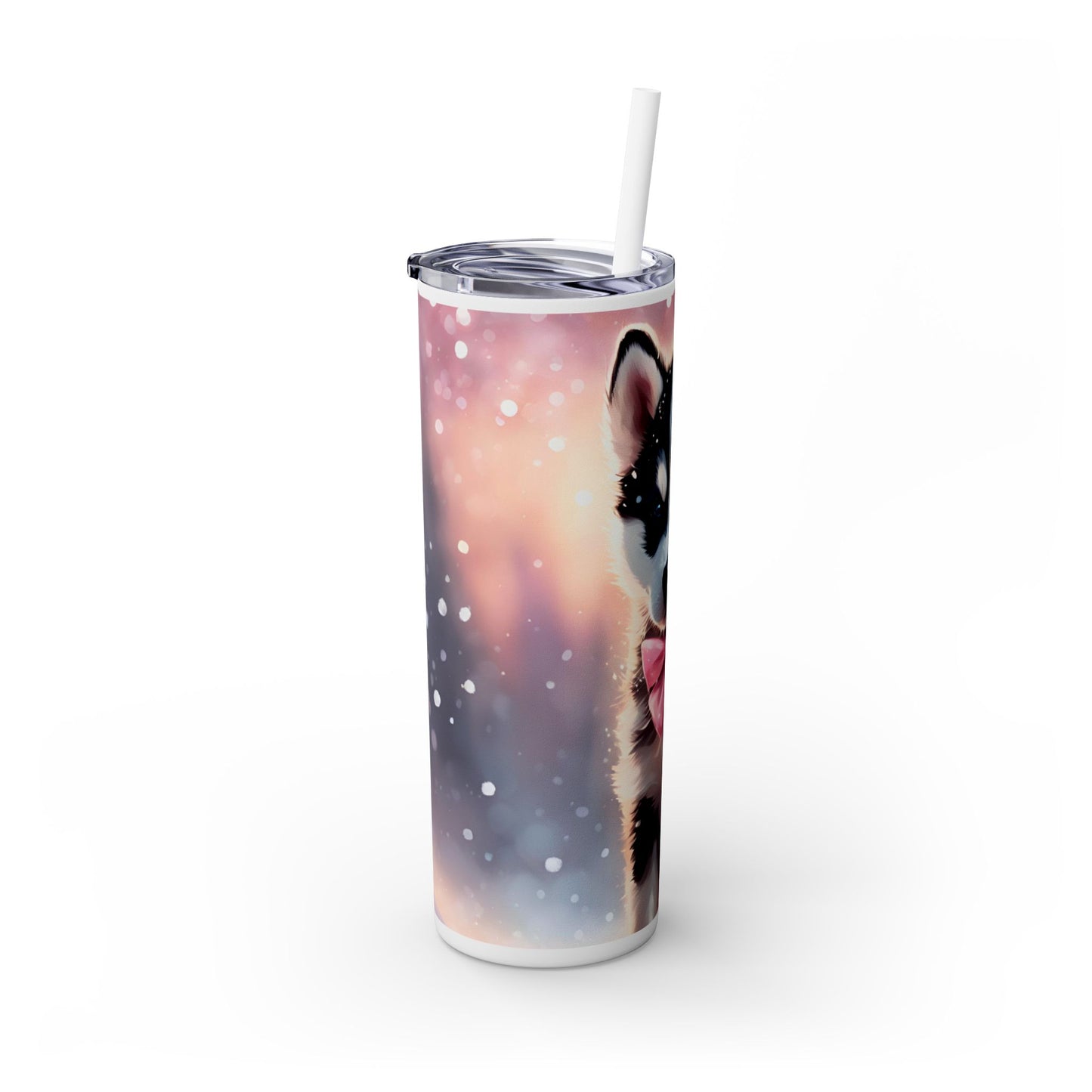 Pink Bow Siberian Husky – 20oz Glossy Skinny Tumbler