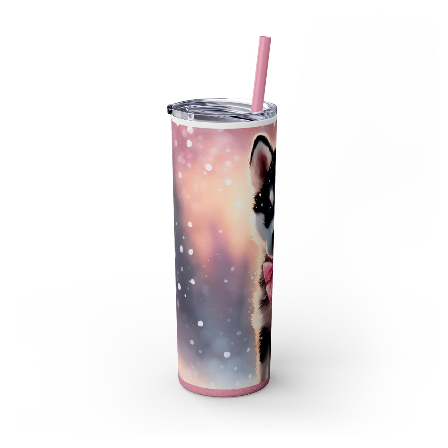 Pink Bow Siberian Husky – 20oz Glossy Skinny Tumbler