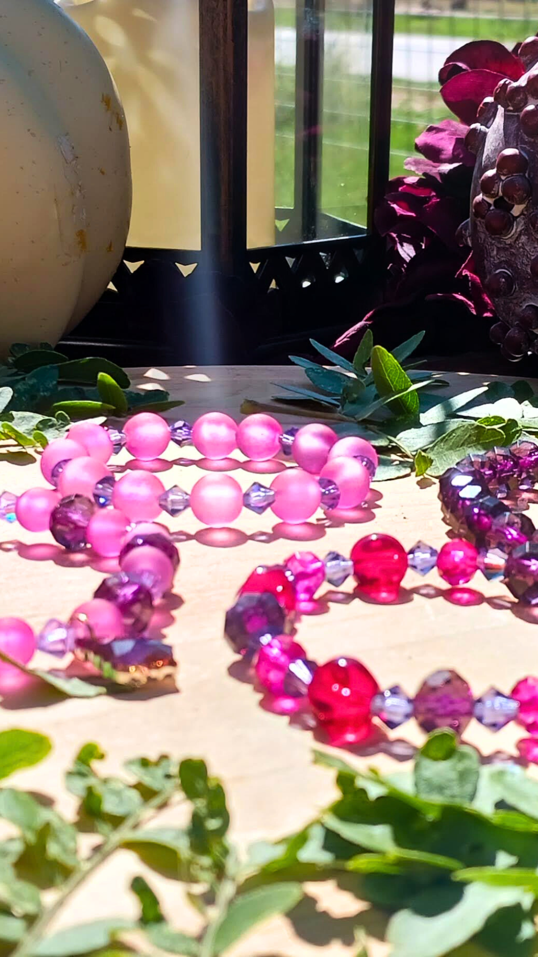 Fuchsia Charm Bracelet Stack