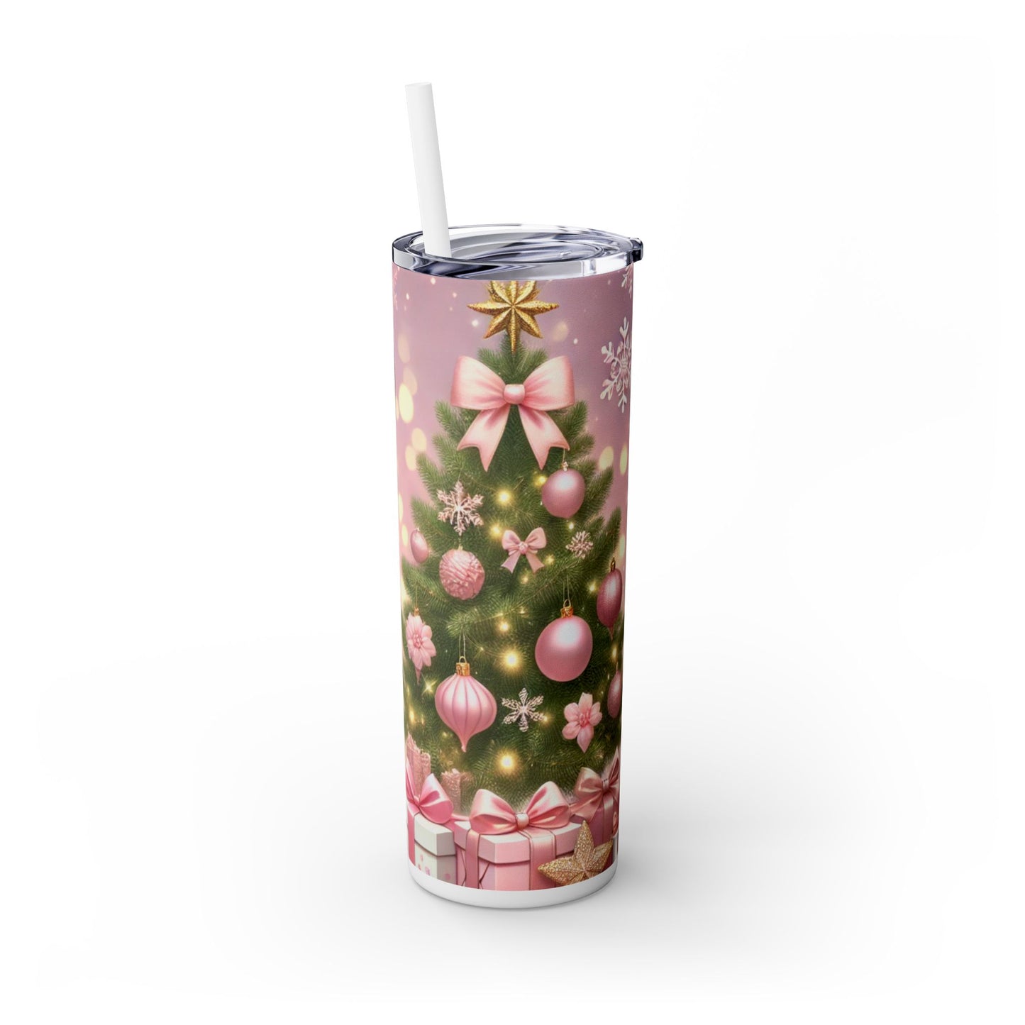 Christmas Coquette Reindeer in Tutu – 20oz Glossy Skinny Tumbler