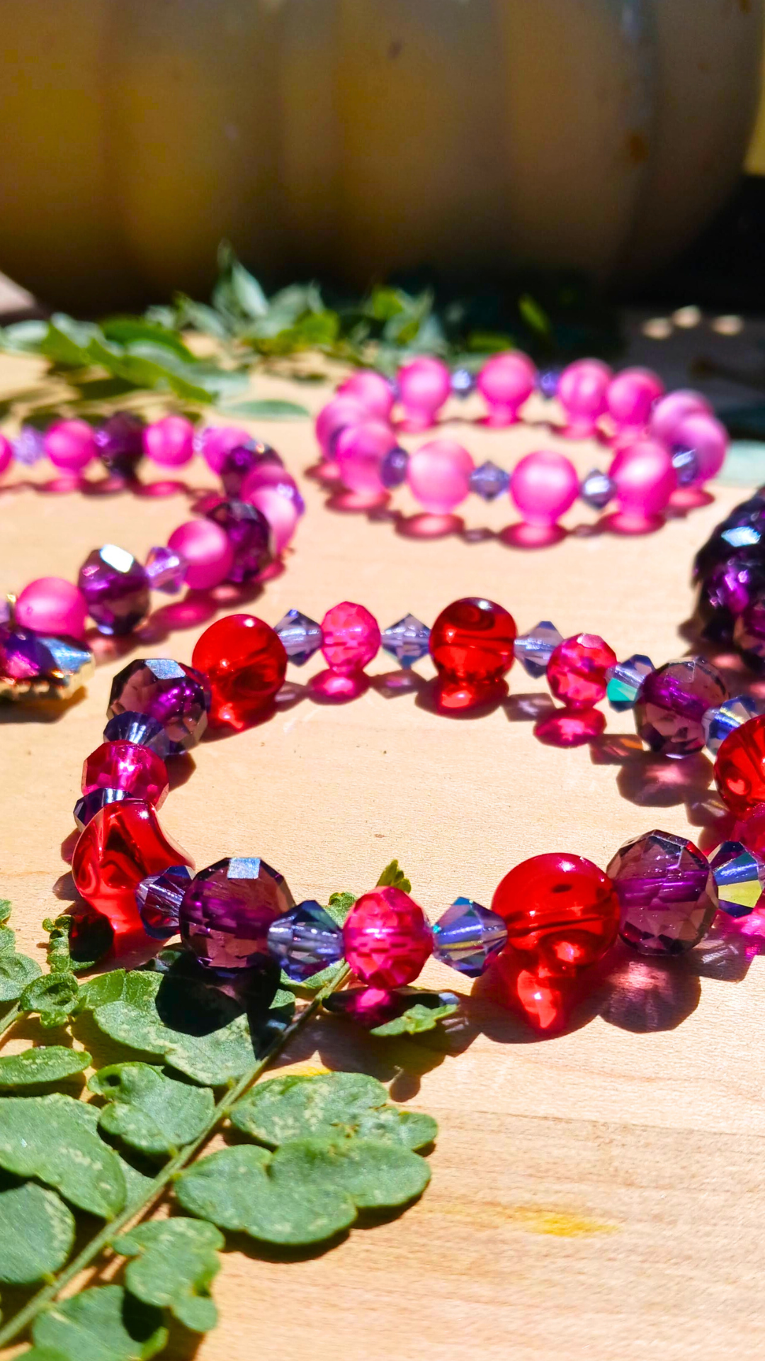 Fall Fuchsia Charm Bracelet Stack