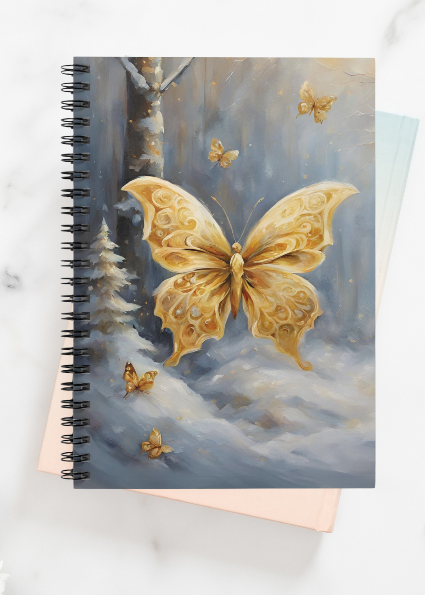 Gold Winter Butterfly Notebook - Rule Lined