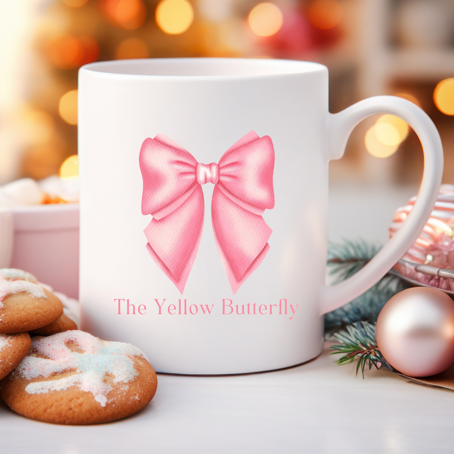 Cute Pink Christmas Trees Merry Christmas Ceramic Mug, 11oz/15oz