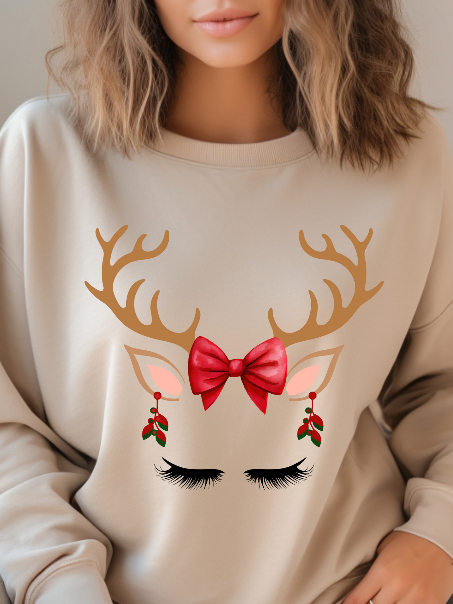 Christmas Glam Deer Antlers Sweatshirt