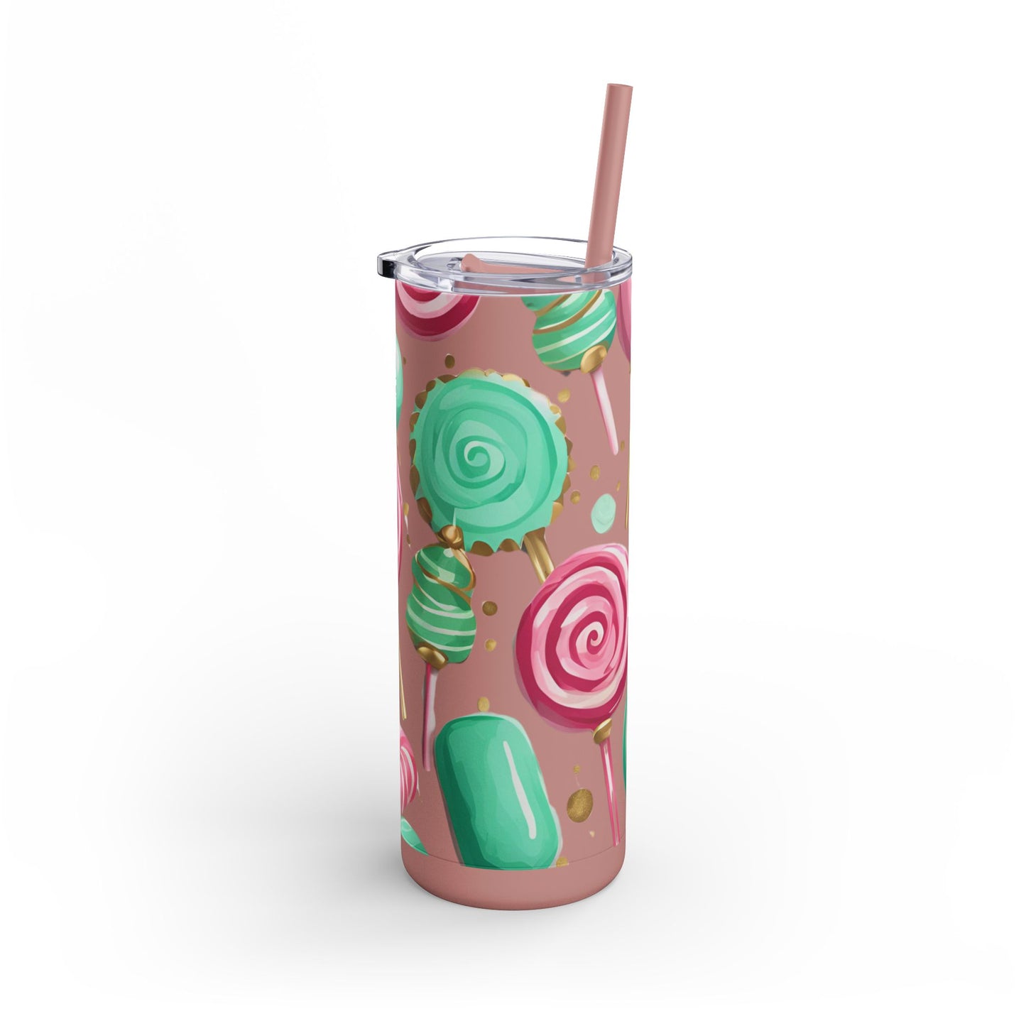 ✨ Sweet Lollipop Wonderland – 20oz Matte Skinny Tumbler  Dusty Rose, Dusty Blue, Sea Glass