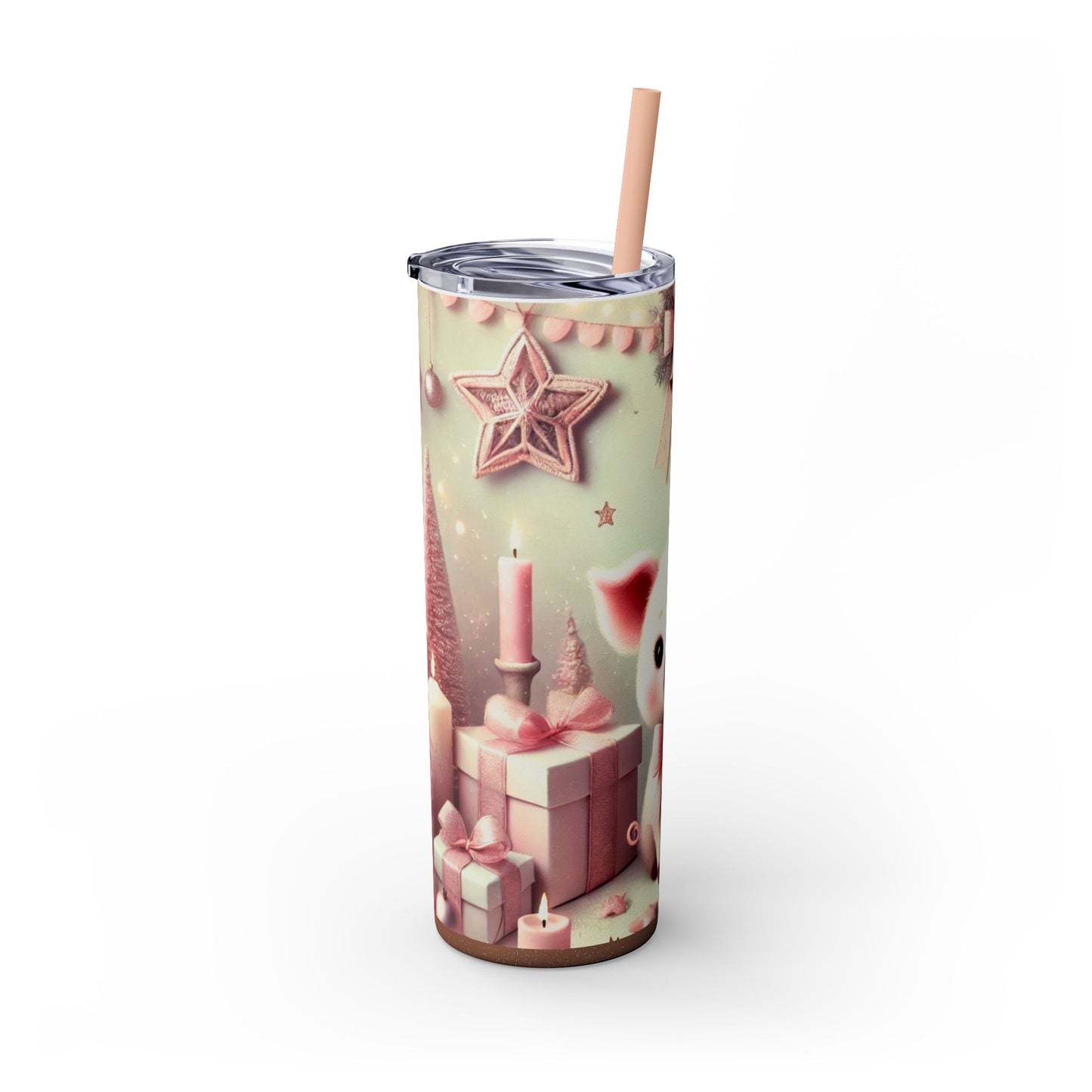 Pink Christmas Piglet – 20oz Glossy Skinny Tumbler