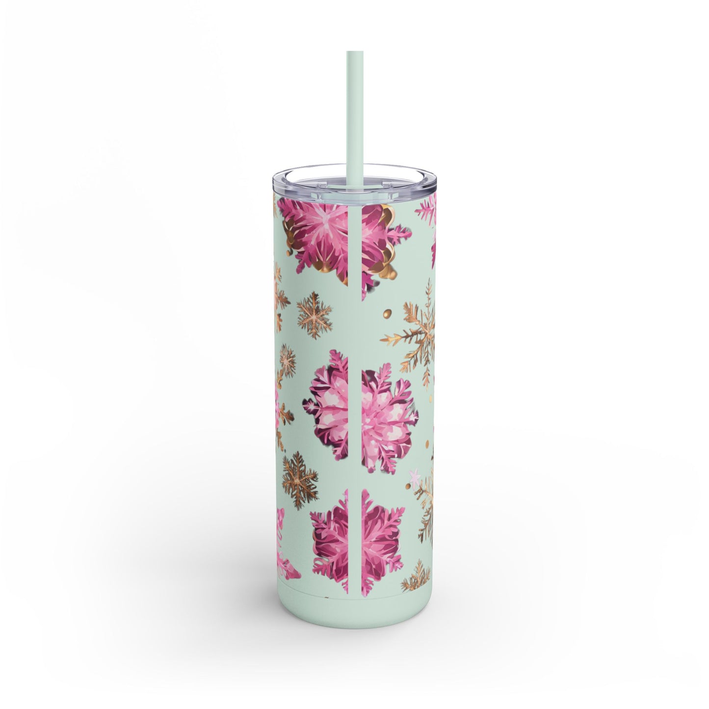 Frosty Snowflake Skinny Tumbler – 20oz Matte Skinny Tumbler  Dusty Rose, Dusty Blue, Sea Glass