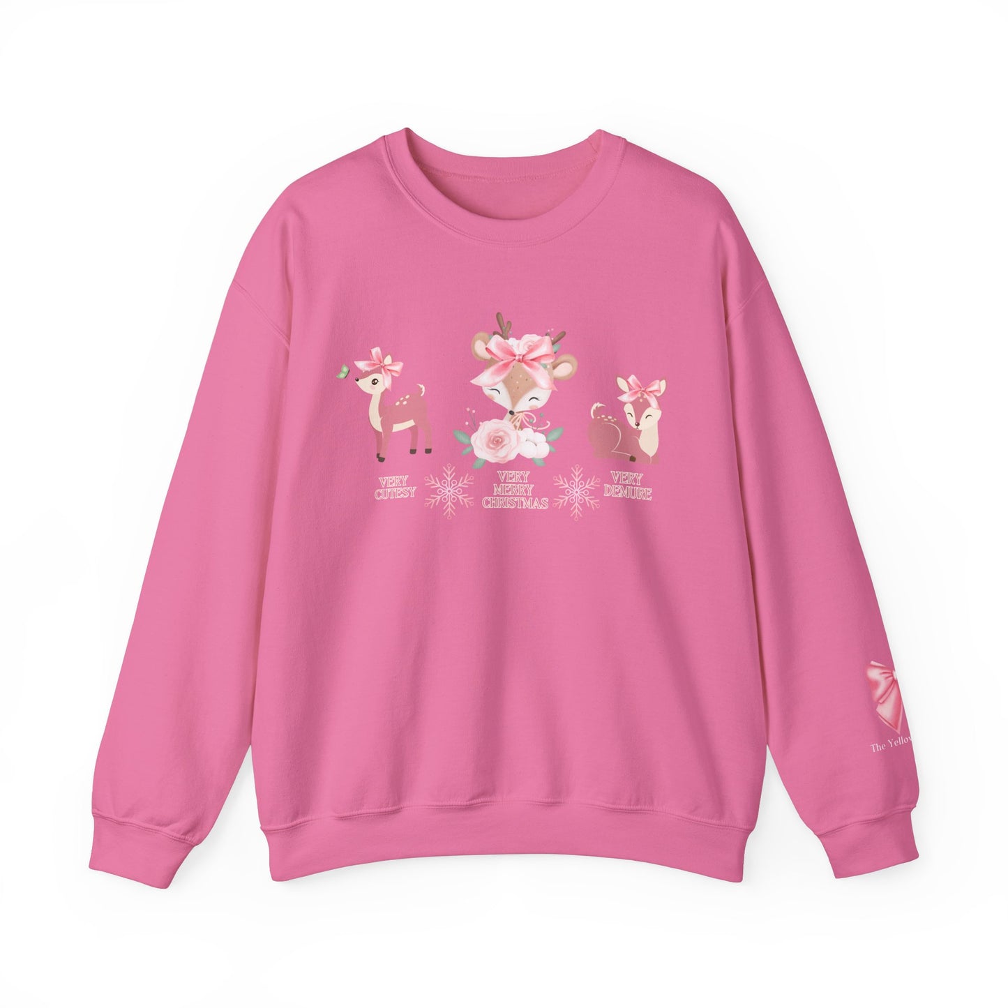 Cozy Very Cutesy Very Demure  Pink Reindeer Christmas Sweatshirt