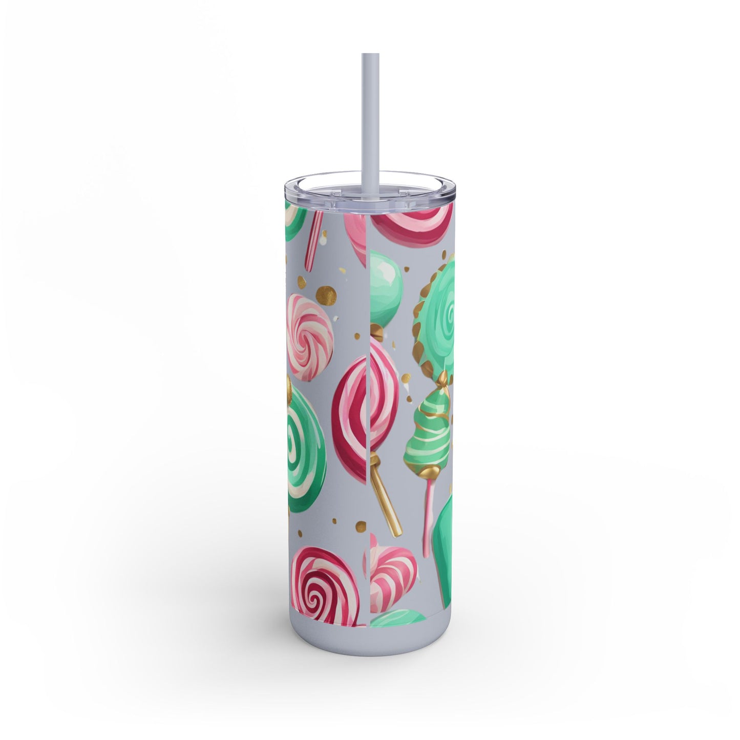 ✨ Sweet Lollipop Wonderland – 20oz Matte Skinny Tumbler  Dusty Rose, Dusty Blue, Sea Glass