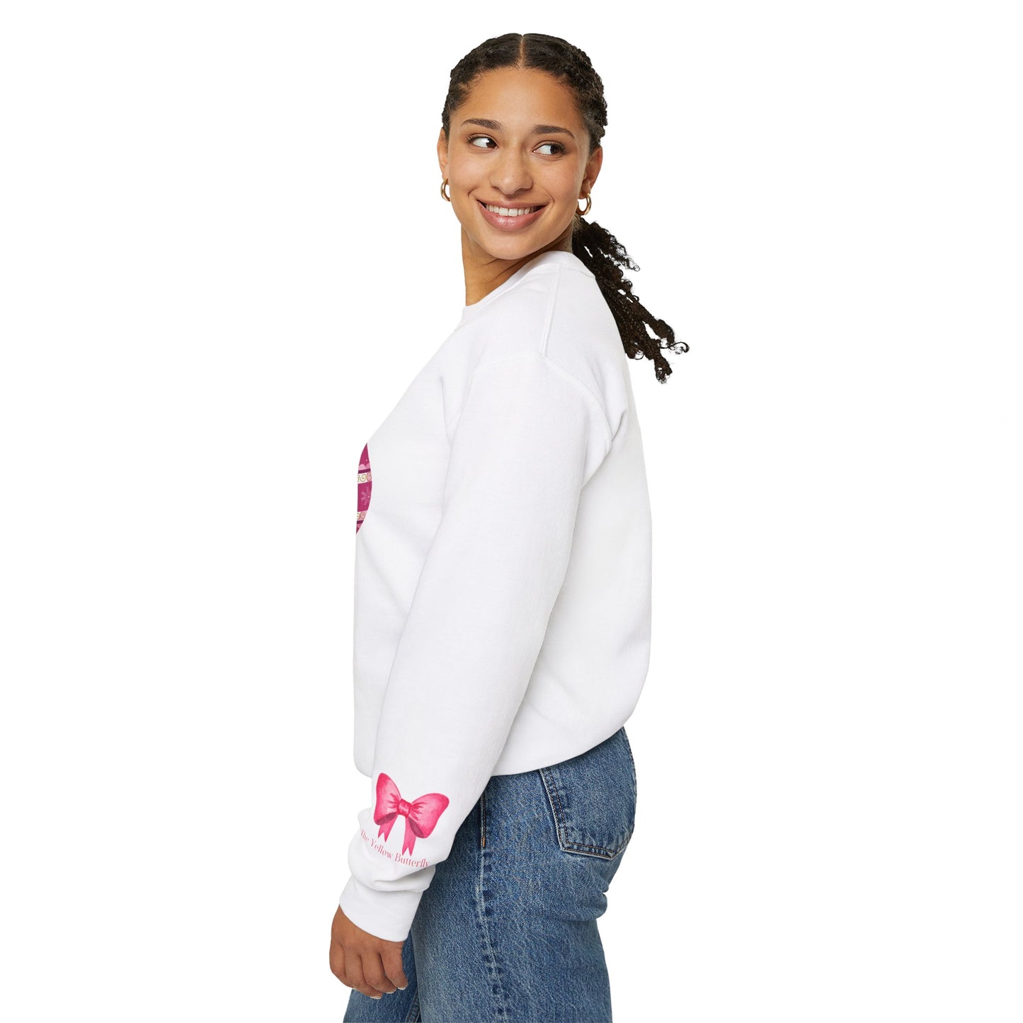 Cozy Christmas Sweatshirt with Pink Ornaments