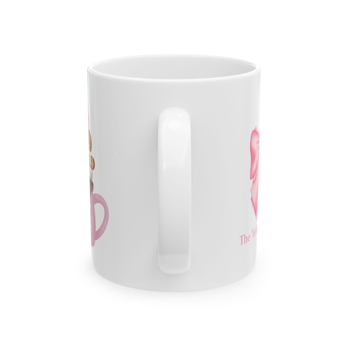 Cute Pink Christmas Mug with Gingerbread & Candy Cane – 11oz  Ceramic Holiday Mug