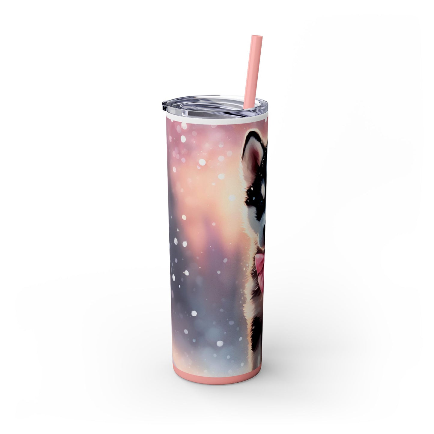 Pink Bow Siberian Husky – 20oz Glossy Skinny Tumbler