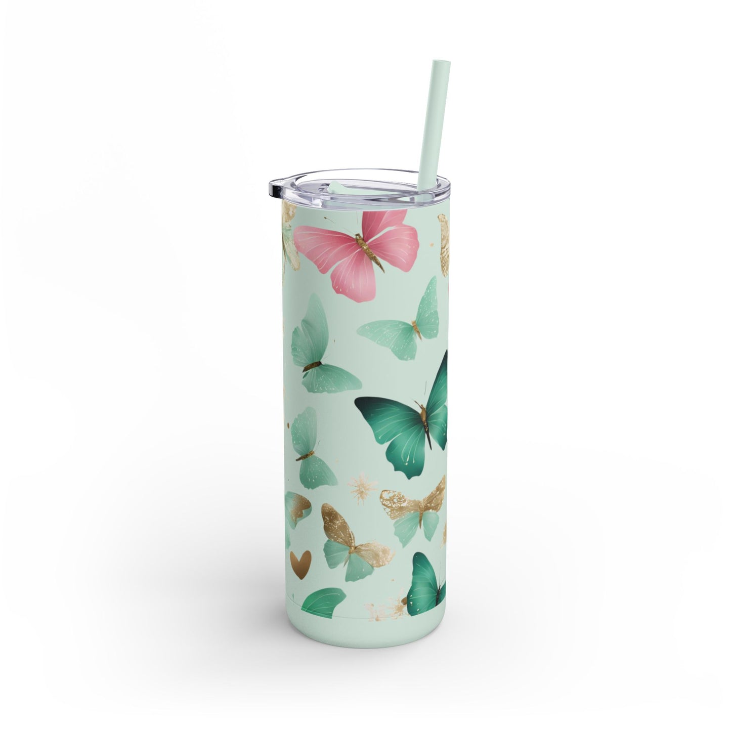 Butterfly Dreams Skinny Tumbler – 20oz Matte Skinny Tumbler  Dusty Rose, Dusty Blue, Sea Glass