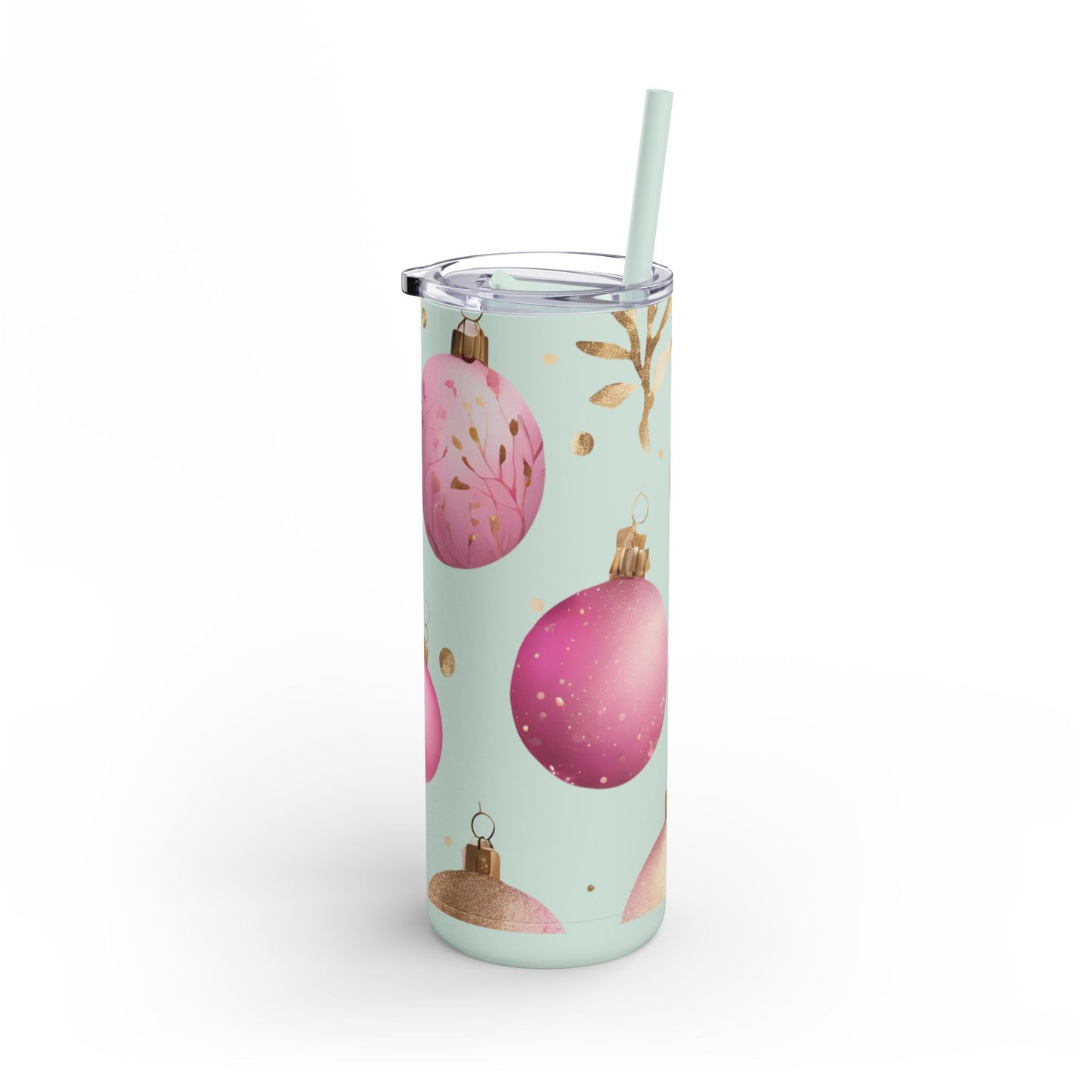 Cute Christmas Ornament Skinny Tumbler – 20oz Matte Skinny Tumbler  Dusty Rose, Dusty Blue, Sea Glass