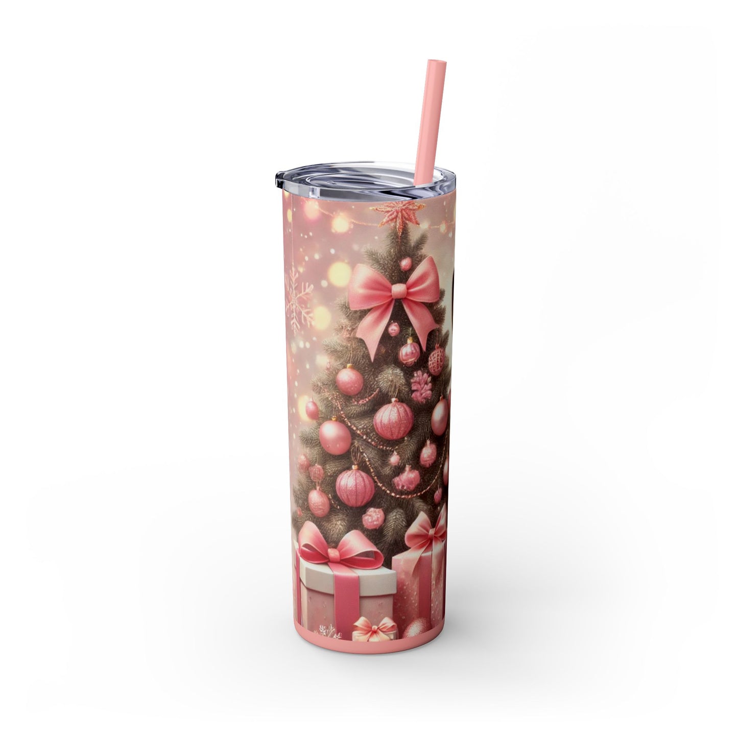 Christmas Princess Reindeer Ballerina – 20oz Glossy Skinny Tumbler