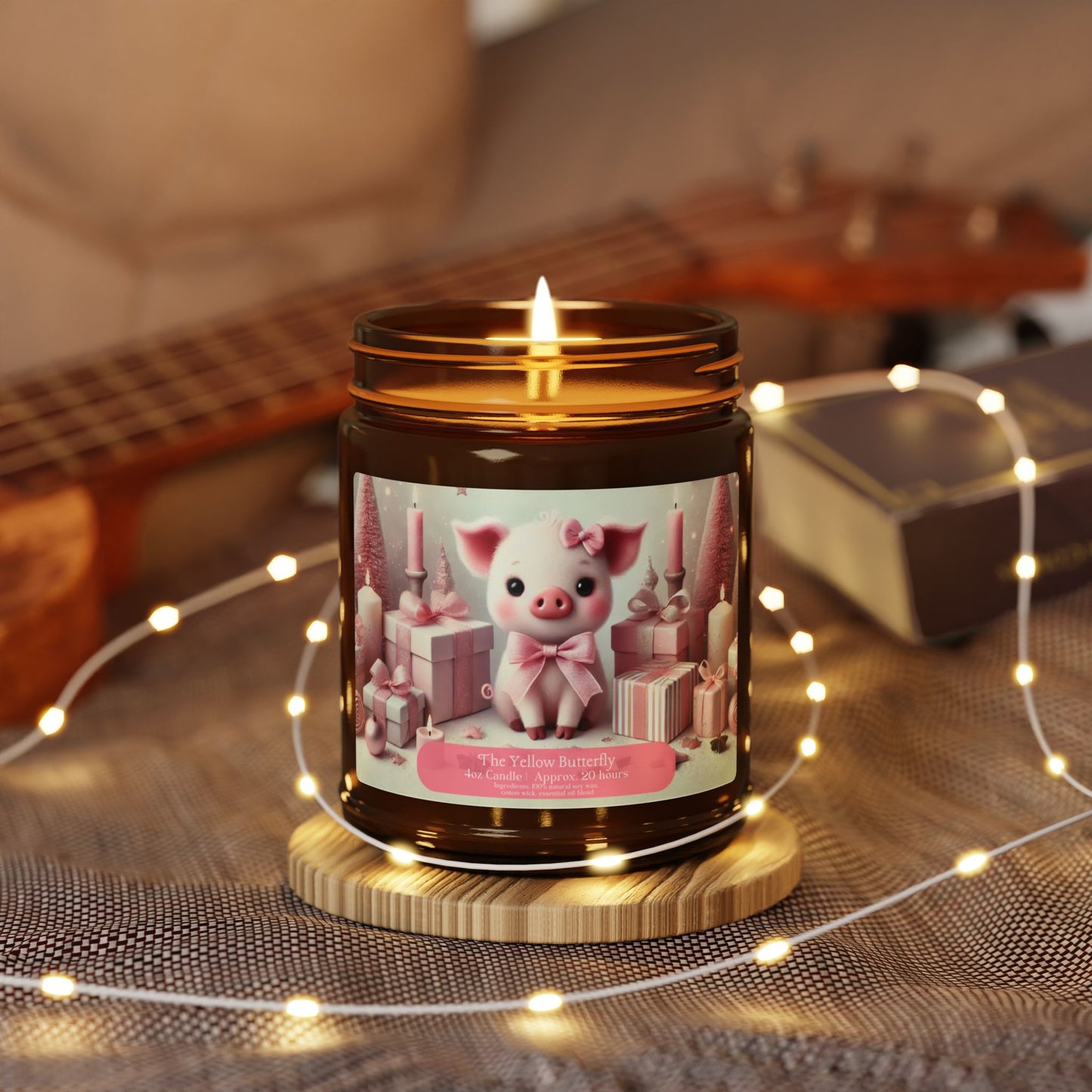 Christmas Piglet Soy Candle | Available in 4oz & 9oz | (Multi-Size, Amber Jar)