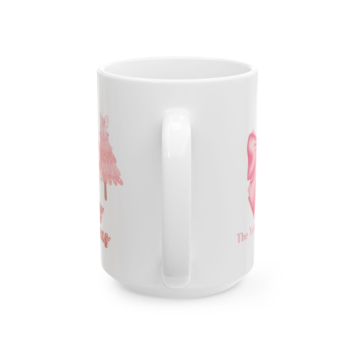 Cute Pink Christmas Trees Merry Christmas Ceramic Mug, 11oz/15oz