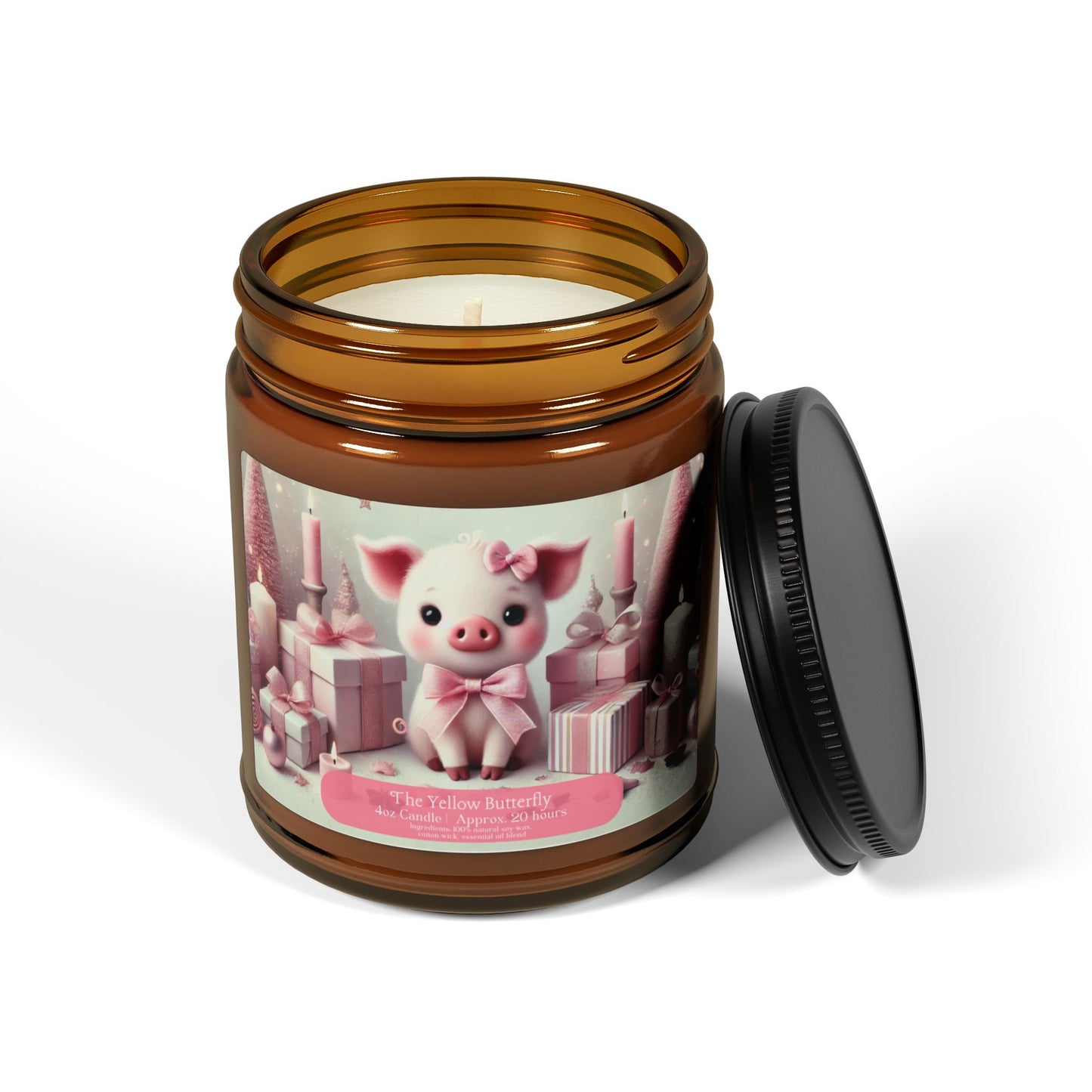 Christmas Piglet Soy Candle | Available in 4oz & 9oz | (Multi-Size, Amber Jar)