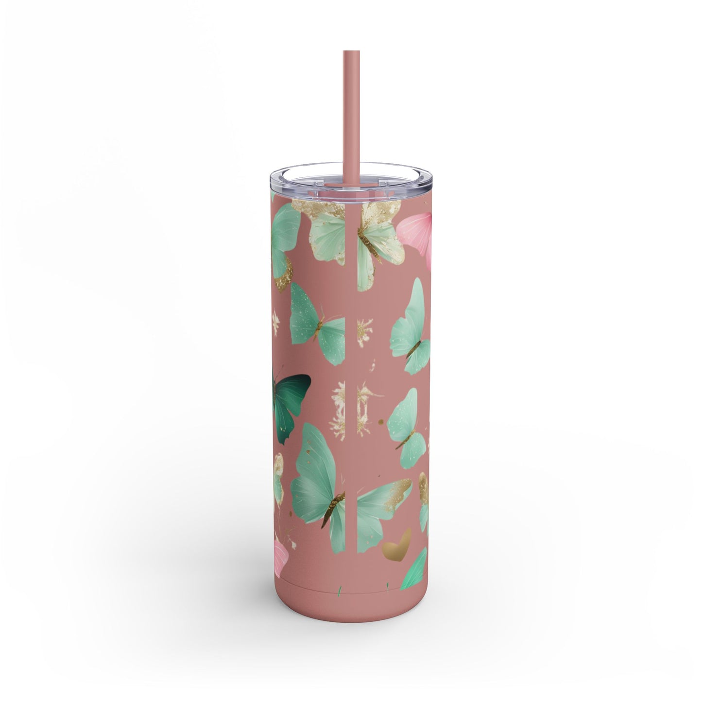 Butterfly Dreams Skinny Tumbler – 20oz Matte Skinny Tumbler  Dusty Rose, Dusty Blue, Sea Glass