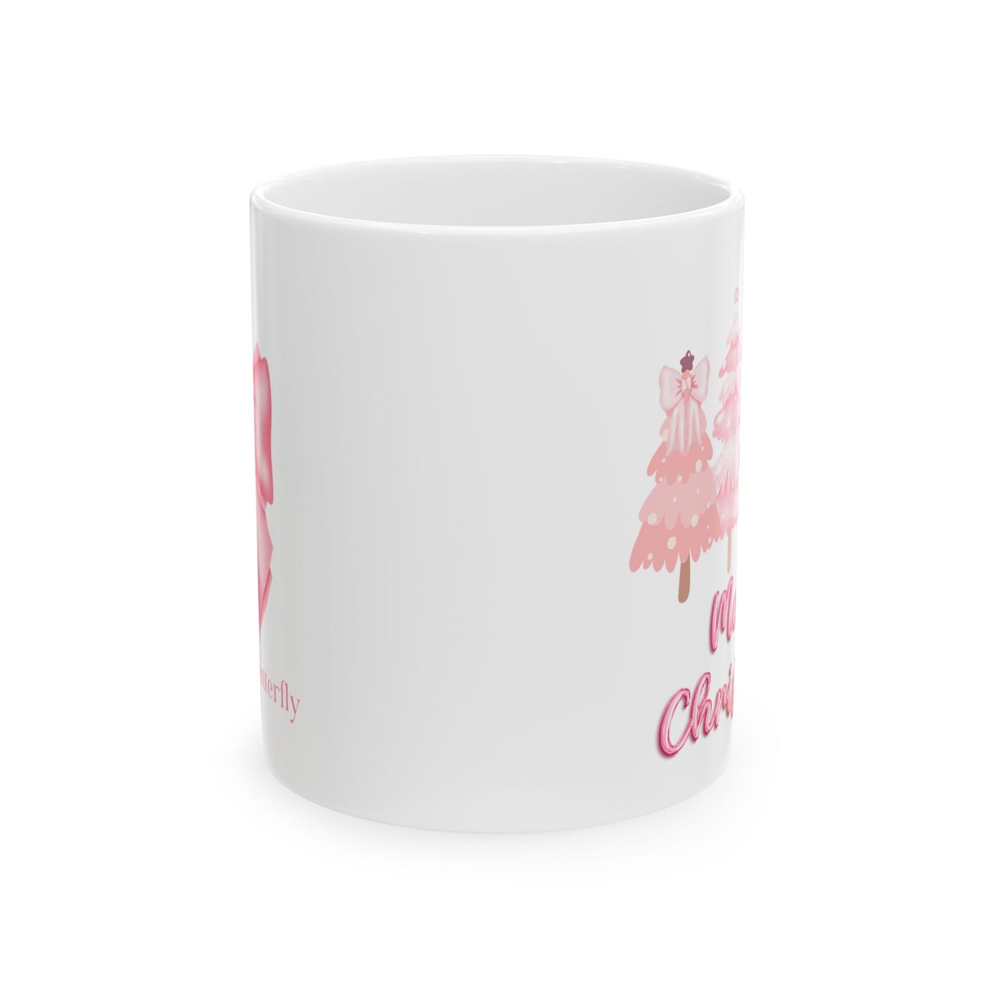 Cute Pink Christmas Trees Merry Christmas Ceramic Mug, 11oz/15oz