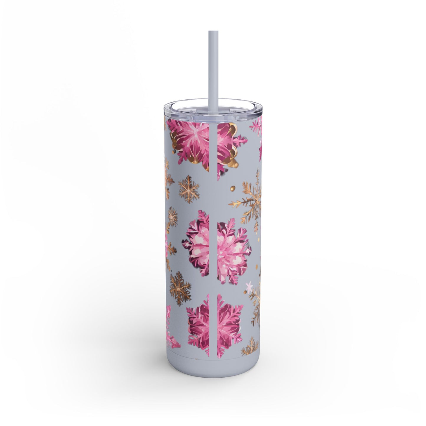 Frosty Snowflake Skinny Tumbler – 20oz Matte Skinny Tumbler  Dusty Rose, Dusty Blue, Sea Glass