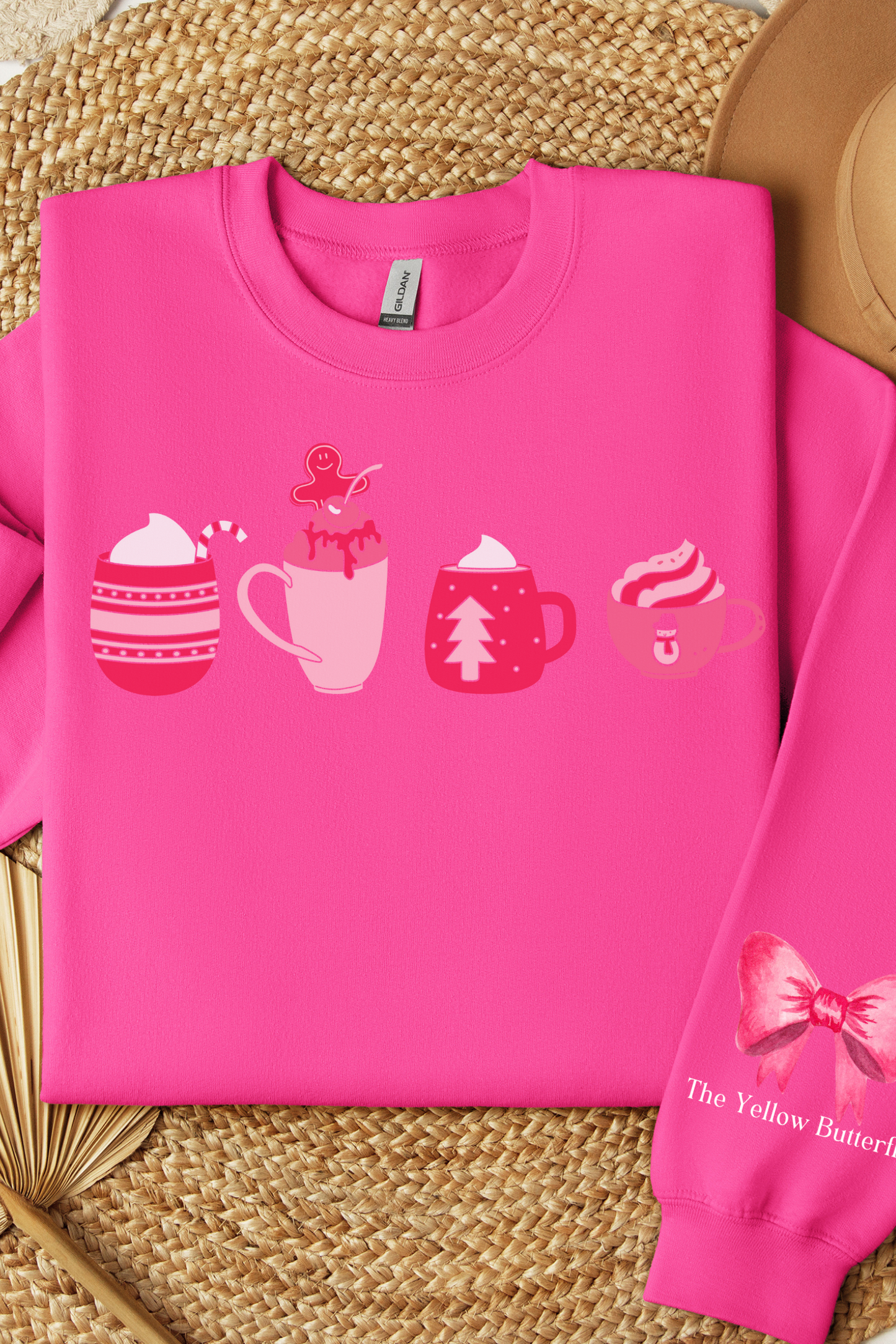 Christmas Pink Coffee Cups Sweatshirt