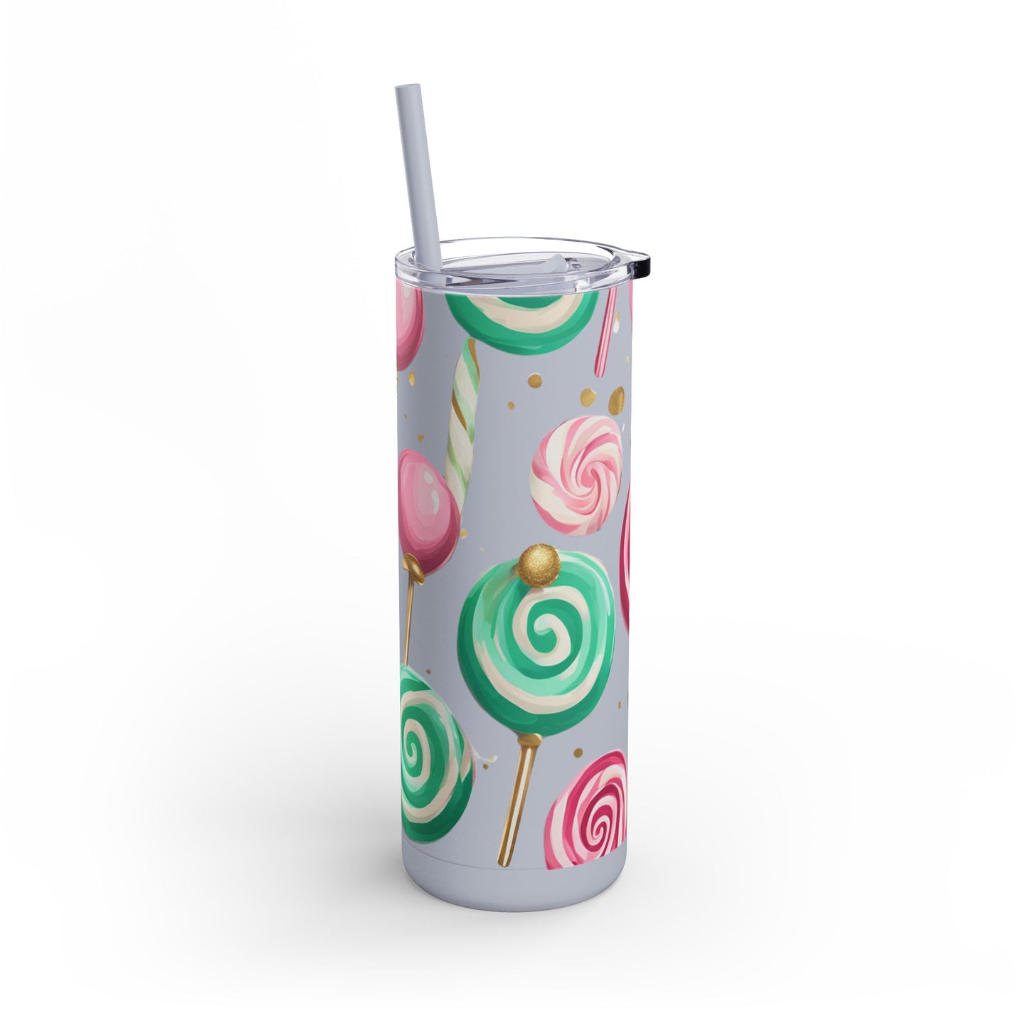 ✨ Sweet Lollipop Wonderland – 20oz Matte Skinny Tumbler  Dusty Rose, Dusty Blue, Sea Glass