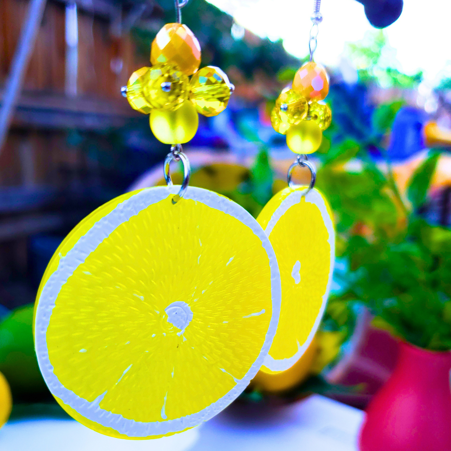 Bright Lemon Slice Earrings - Vibrant Summer Jewelry