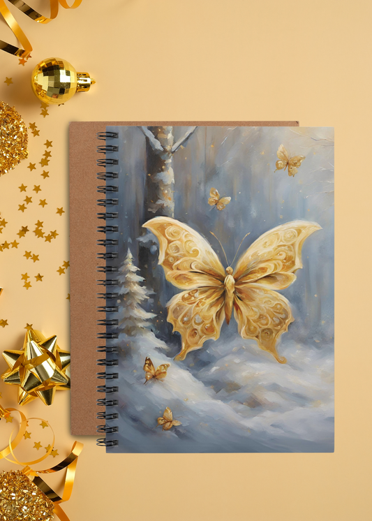 Gold Winter Butterfly Notebook - Rule Lined