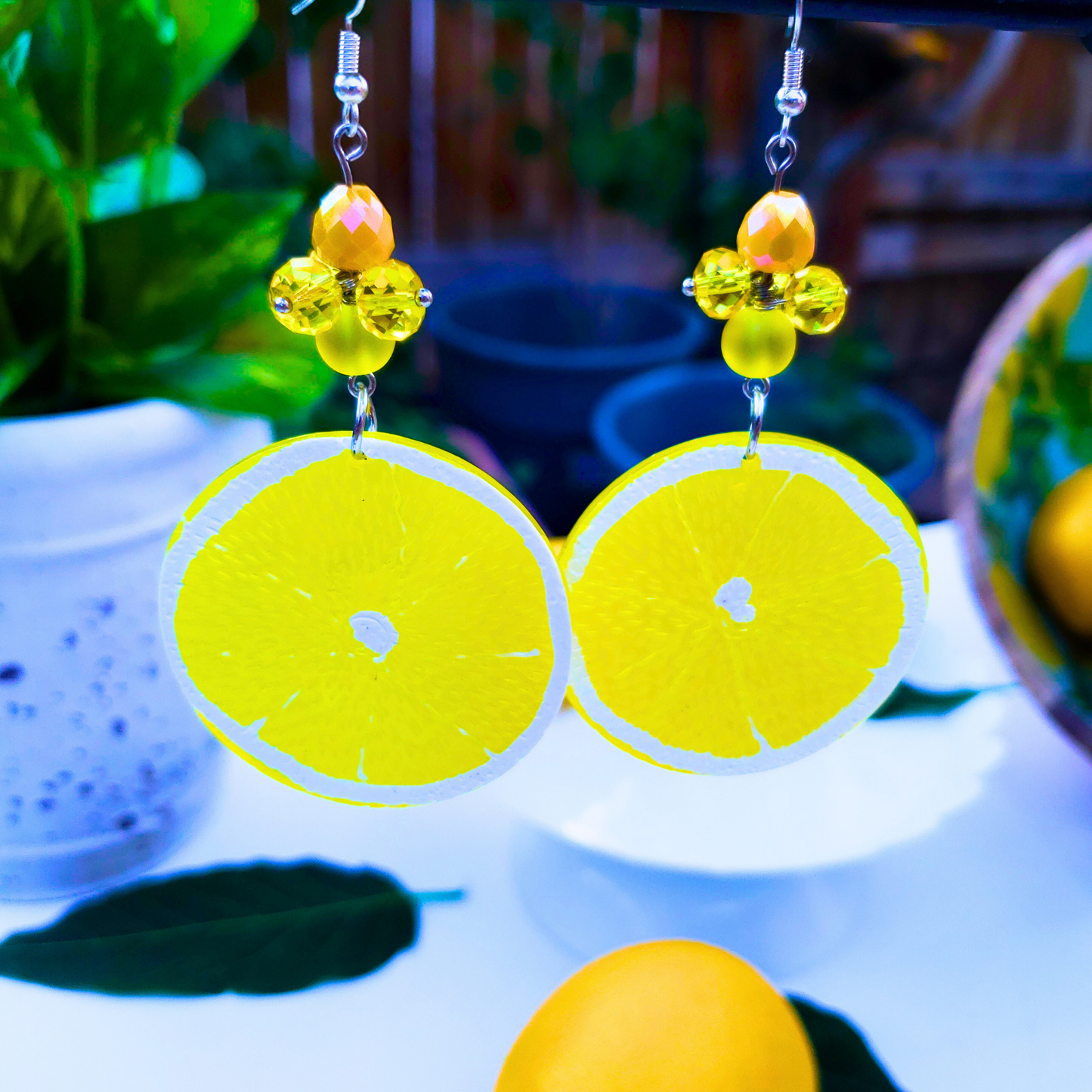 Bright Lemon Slice Earrings - Vibrant Summer Jewelry