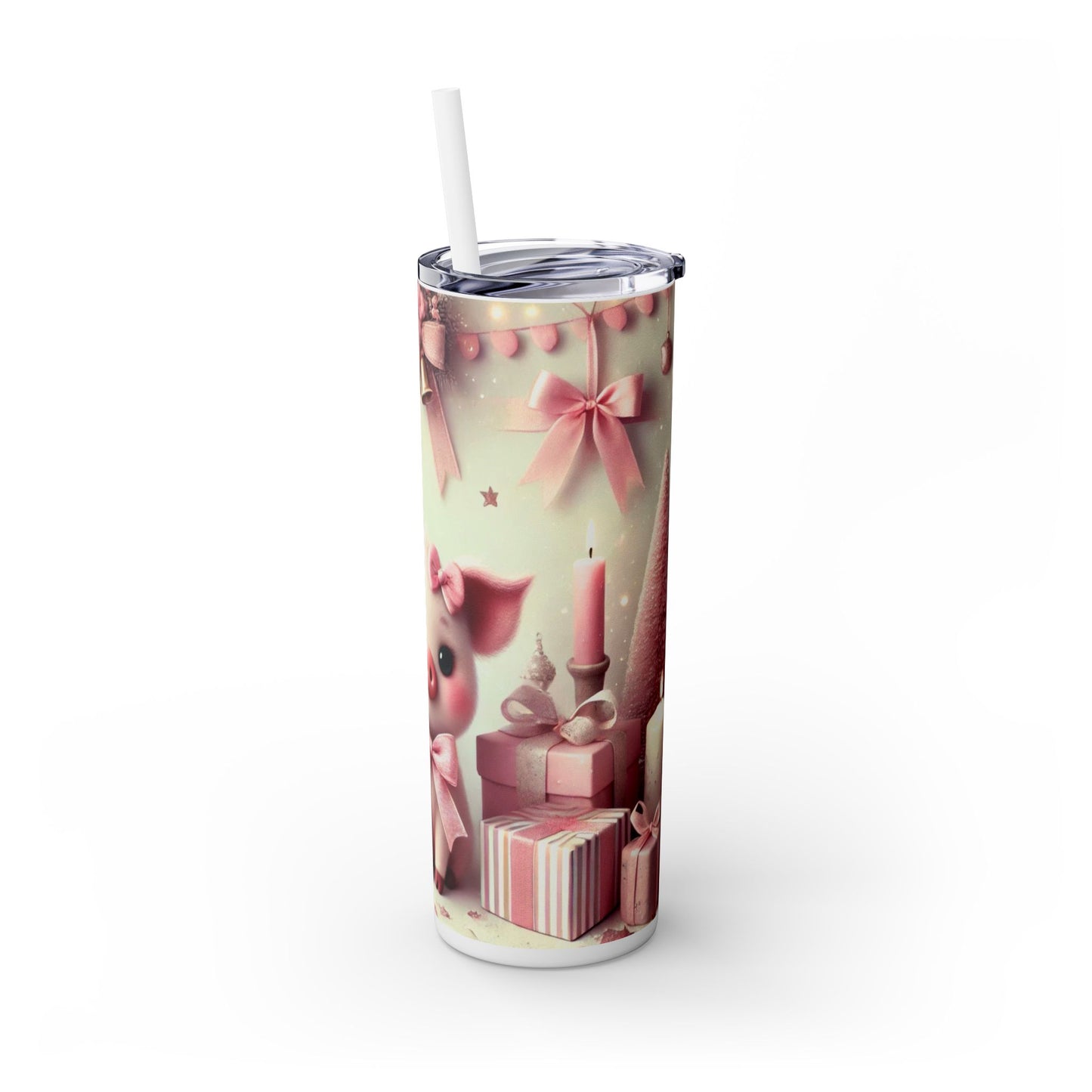 Pink Christmas Piglet – 20oz Glossy Skinny Tumbler