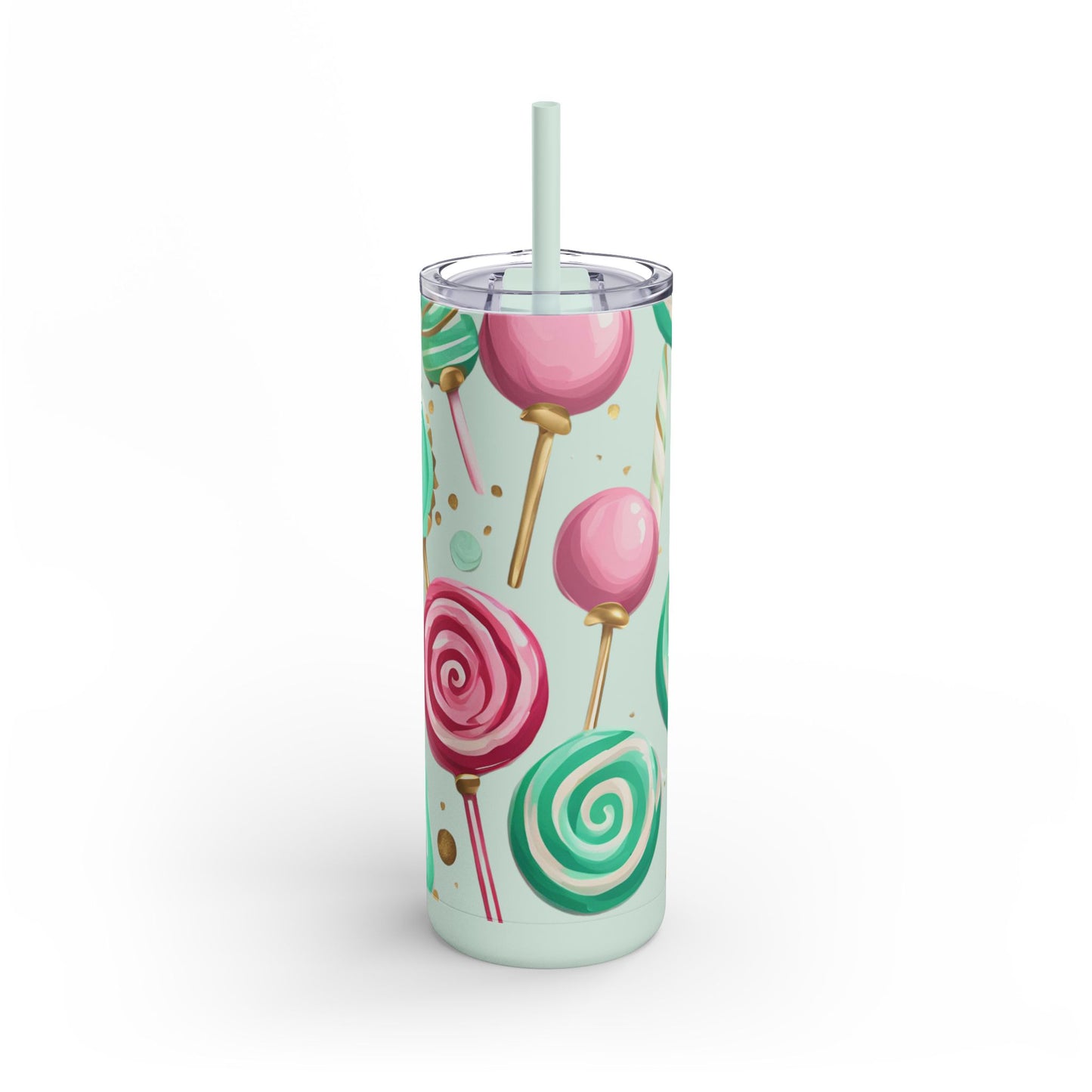 ✨ Sweet Lollipop Wonderland – 20oz Matte Skinny Tumbler  Dusty Rose, Dusty Blue, Sea Glass