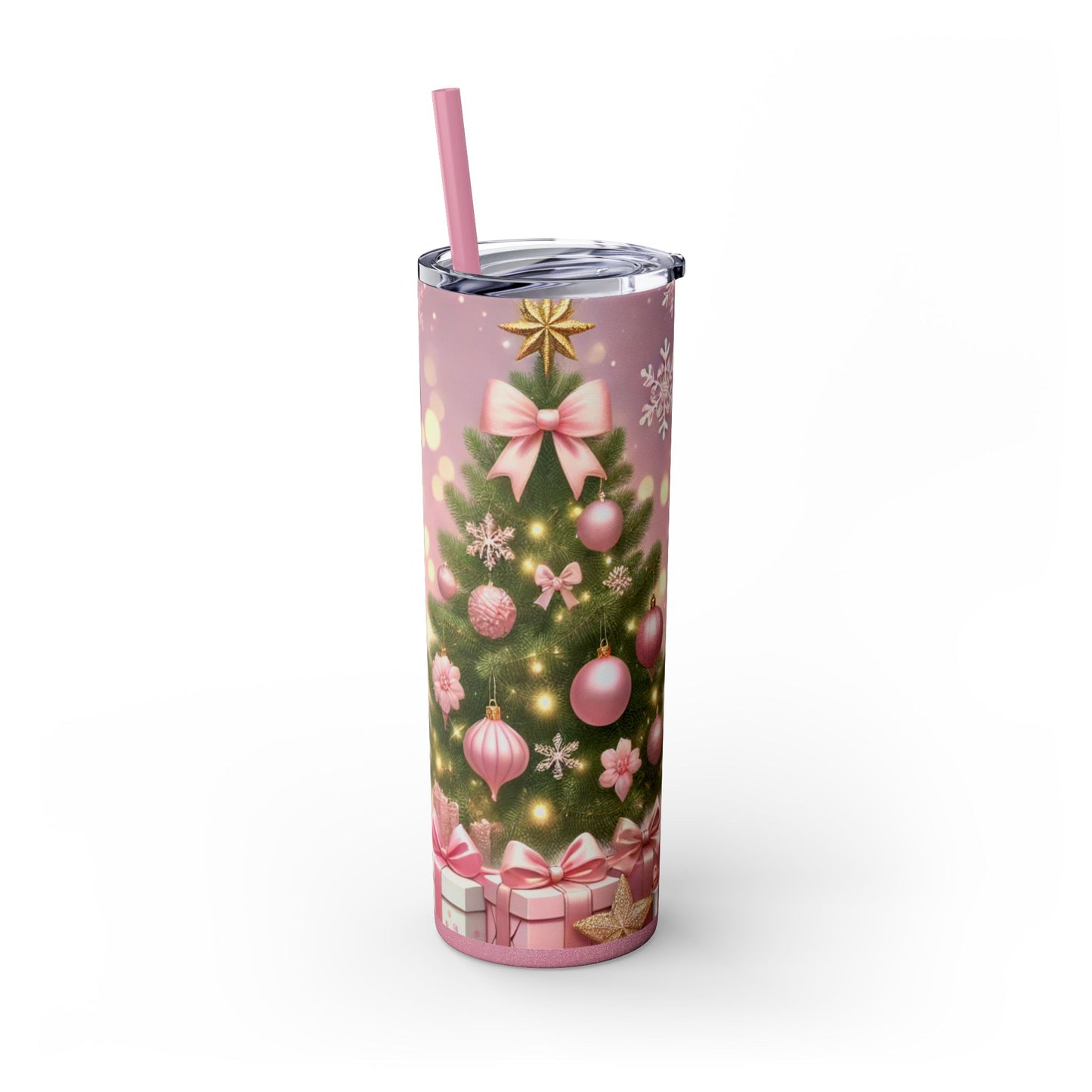 Christmas Coquette Reindeer in Tutu – 20oz Glossy Skinny Tumbler