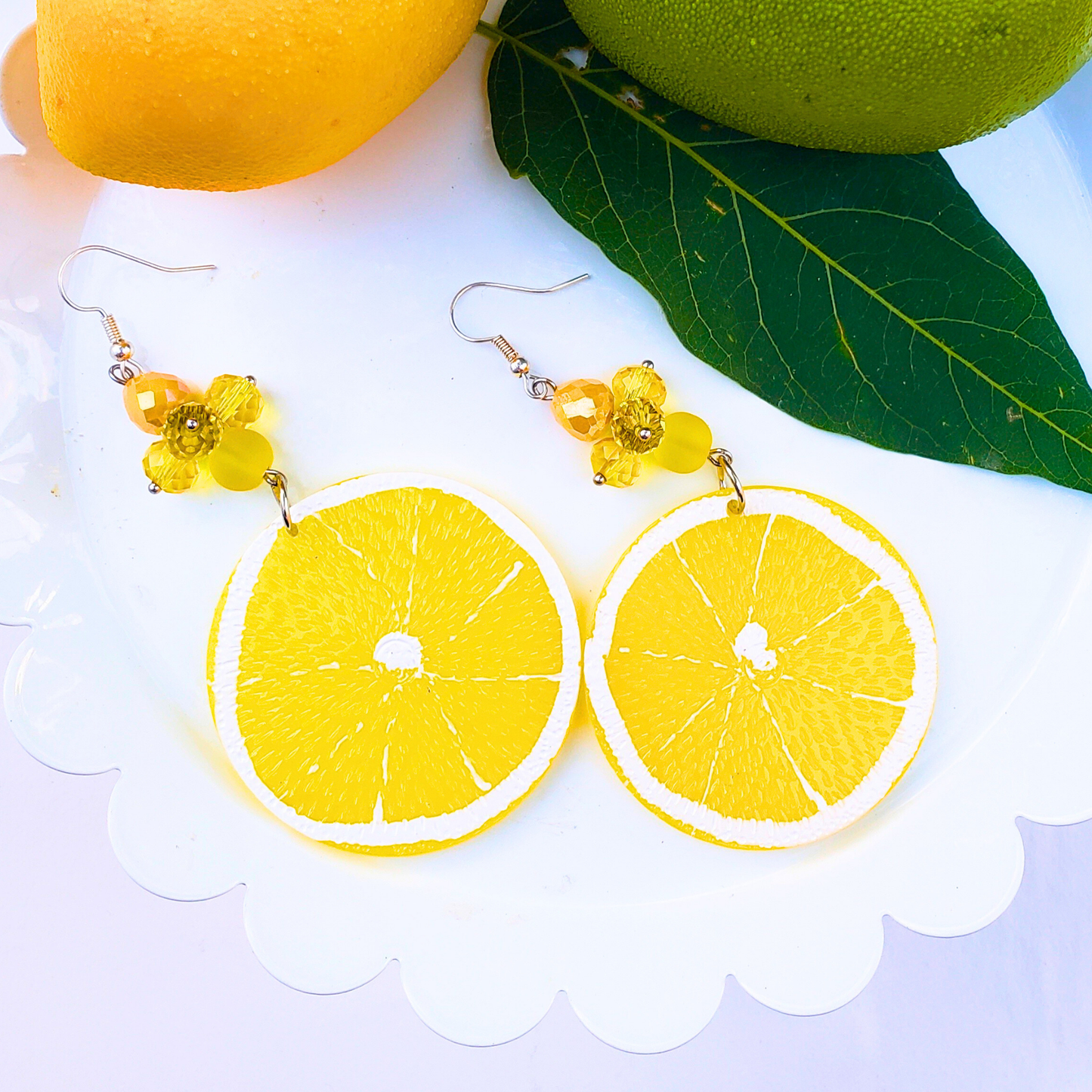 Bright Lemon Slice Earrings - Vibrant Summer Jewelry