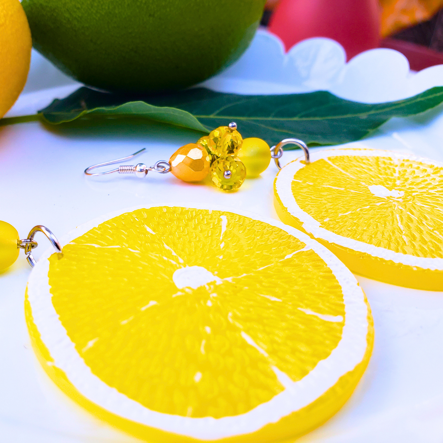 Bright Lemon Slice Earrings - Vibrant Summer Jewelry