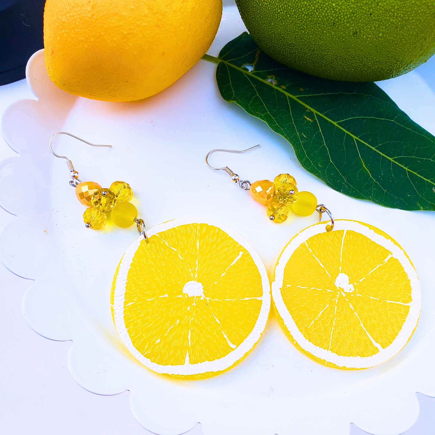 Bright Lemon Slice Earrings - Vibrant Summer Jewelry