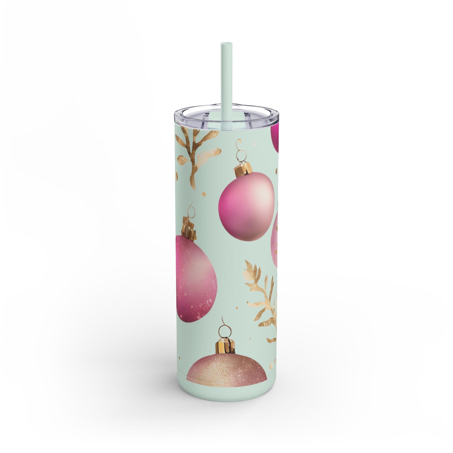 Cute Christmas Ornament Skinny Tumbler – 20oz Matte Skinny Tumbler  Dusty Rose, Dusty Blue, Sea Glass